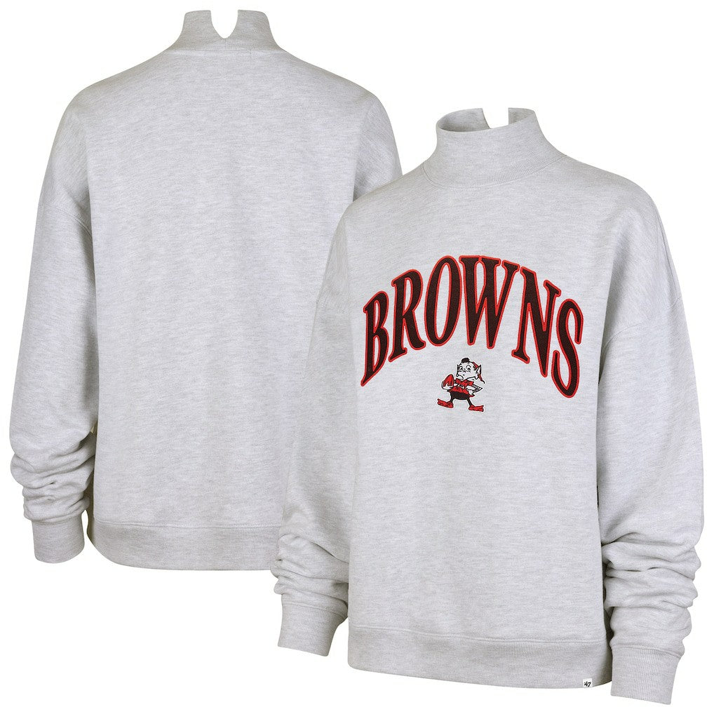 Cleveland Browns '47 Women's Vantage Mock Neck Pullover Sweatshirt - Heather Gray - 47 brand