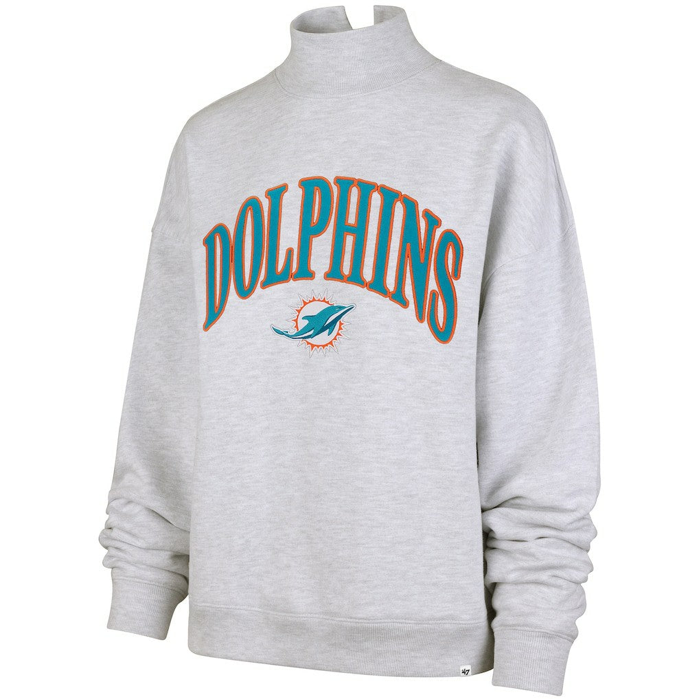 Miami Dolphins '47 Women's Vantage Mock Neck Pullover Sweatshirt - Heather Gray - 47 brand