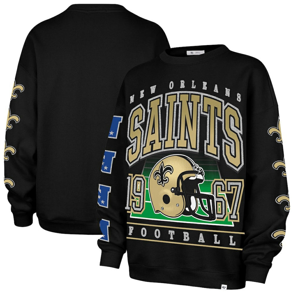 New Orleans Saints '47 Women's Go Big Oversized Pullover Sweatshirt - Black - 47 brand