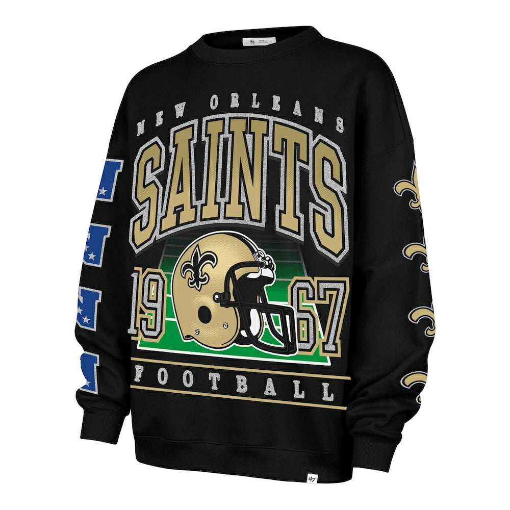 New Orleans Saints '47 Women's Go Big Oversized Pullover Sweatshirt - Black - 47 brand