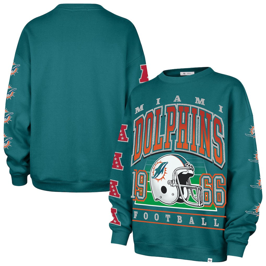 Miami Dolphins '47 Women's Go Big Oversized Pullover Sweatshirt - Aqua - 47 brand