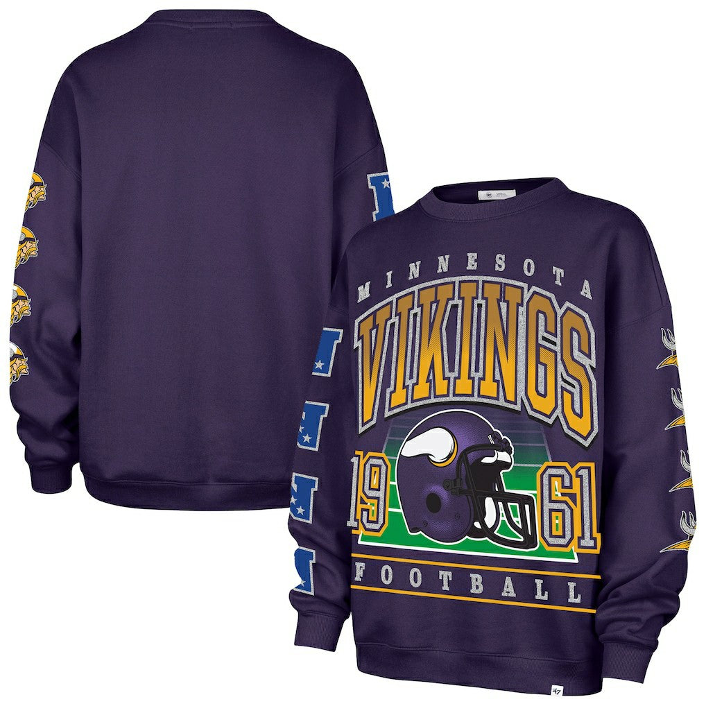 Minnesota Vikings '47 Women's Go Big Oversized Pullover Sweatshirt - Purple - 47 brand