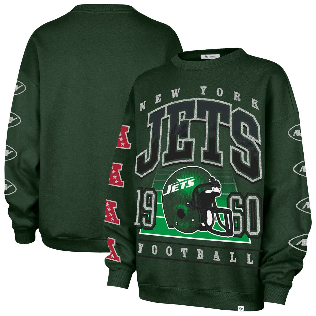 New York Jets '47 Women's Go Big Oversized Pullover Sweatshirt - Green - 47 brand
