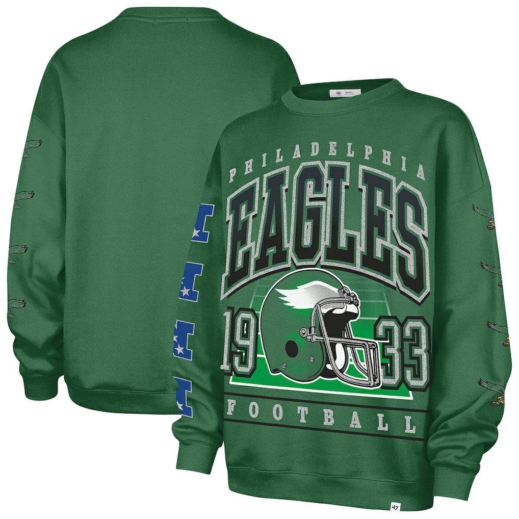 Philadelphia Eagles '47 Women's Go Big Oversized Pullover Sweatshirt - Kelly Green - 47 brand