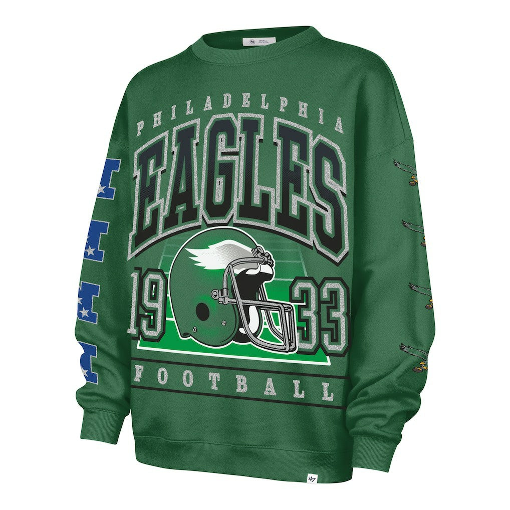 Philadelphia Eagles '47 Women's Go Big Oversized Pullover Sweatshirt - Kelly Green - 47 brand
