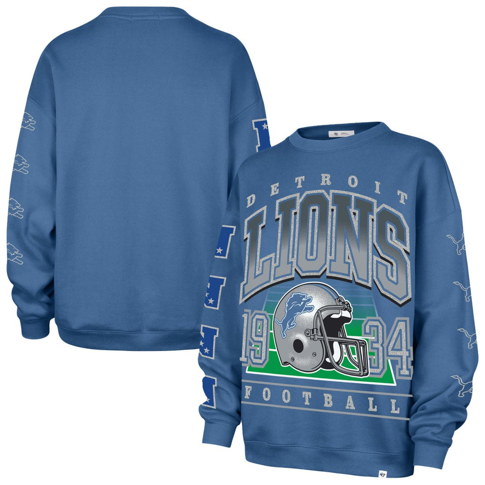 Detroit Lions '47 Women's Go Big Oversized Pullover Sweatshirt - Blue - 47 brand