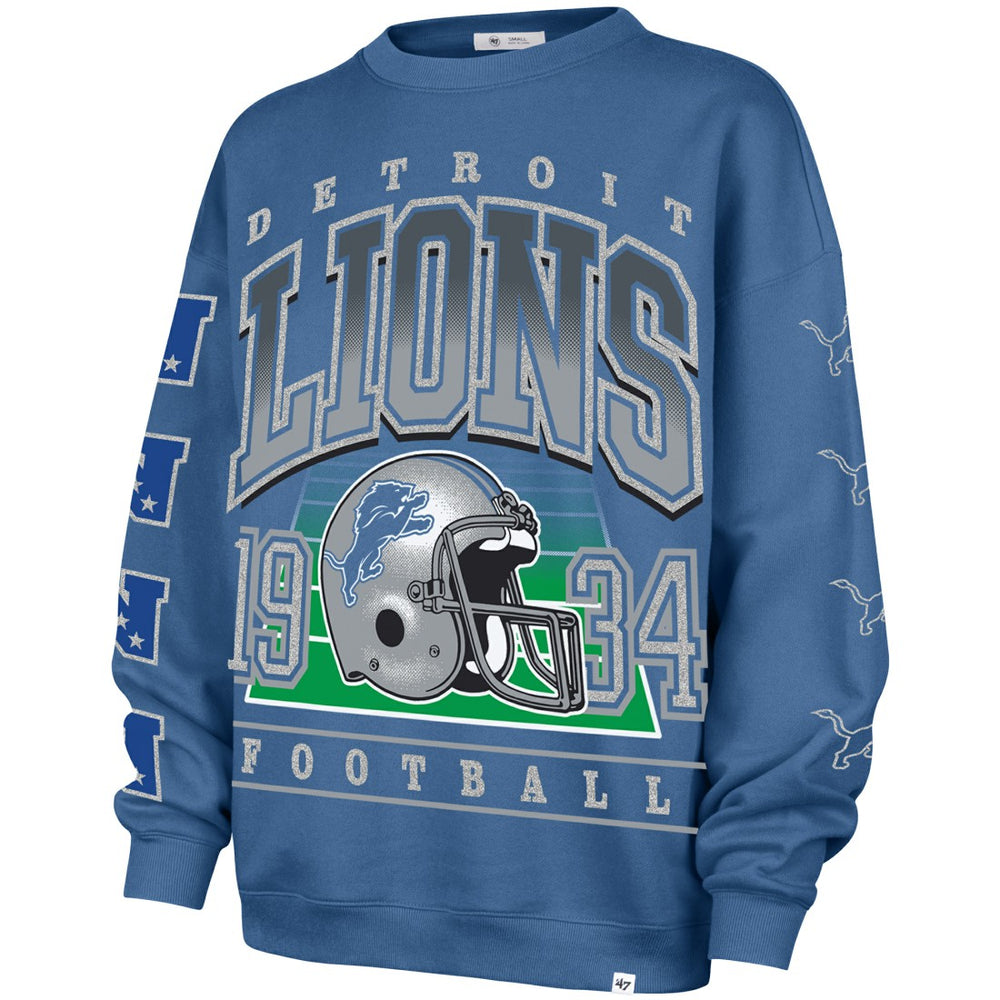 Detroit Lions '47 Women's Go Big Oversized Pullover Sweatshirt - Blue - 47 brand