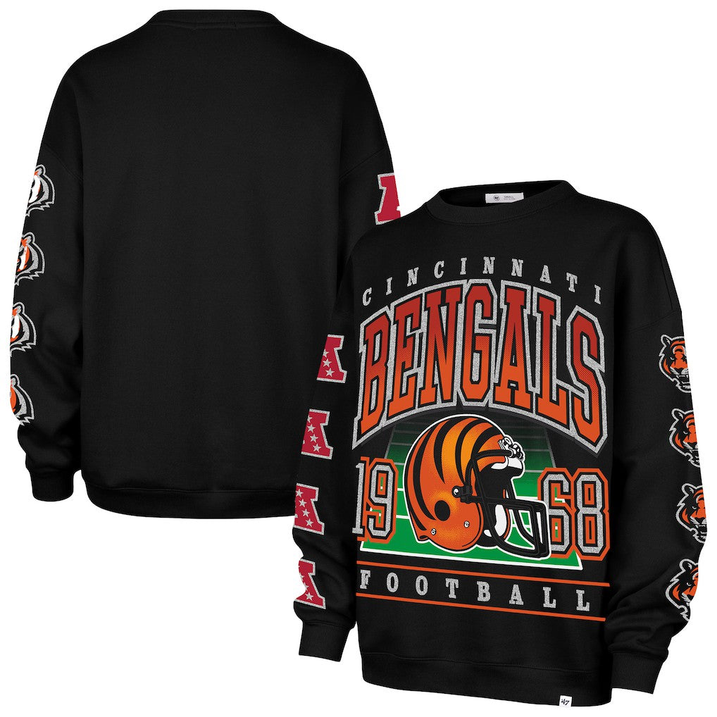 Cincinnati Bengals '47 Women's Go Big Oversized Pullover Sweatshirt - Black - 47 brand