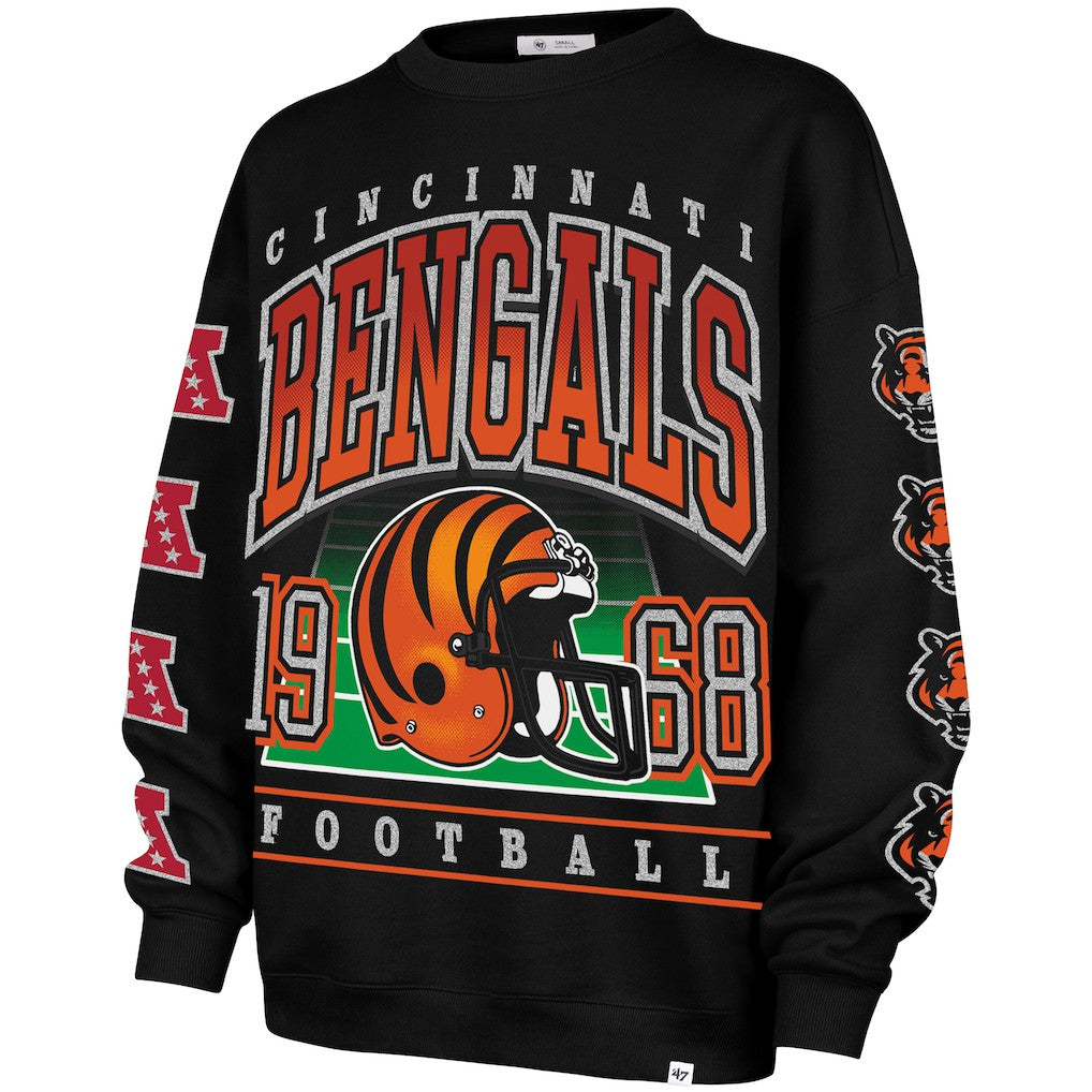 Cincinnati Bengals '47 Women's Go Big Oversized Pullover Sweatshirt - Black - 47 brand
