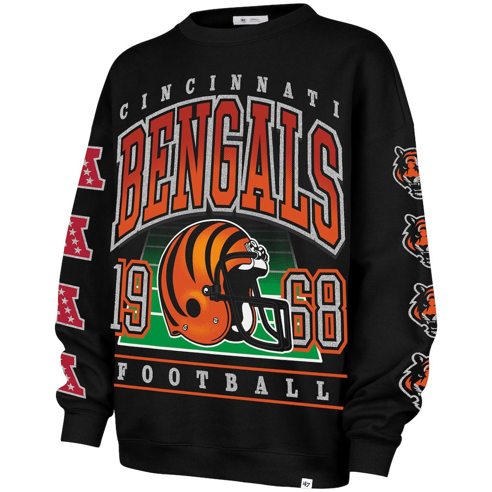 Cincinnati Bengals '47 Women's Go Big Oversized Pullover Sweatshirt - Black - 47 brand