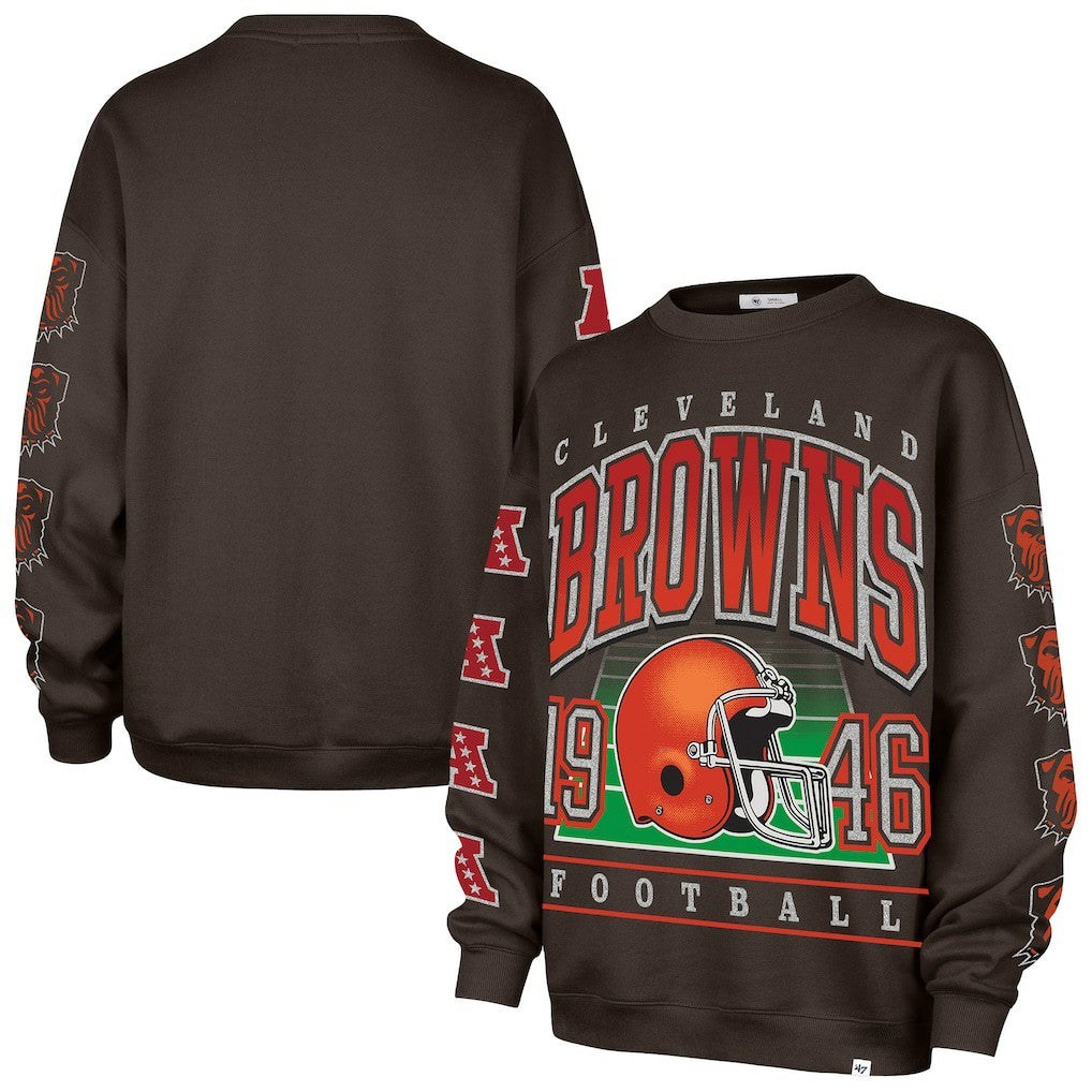 Cleveland Browns '47 Women's Go Big Oversized Pullover Sweatshirt - Brown - 47 brand