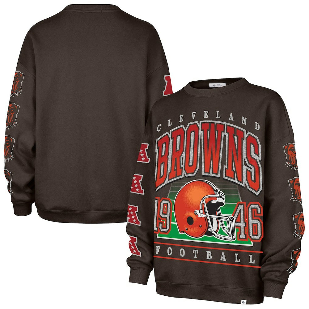 Cleveland Browns '47 Women's Go Big Oversized Pullover Sweatshirt - Brown - 47 brand