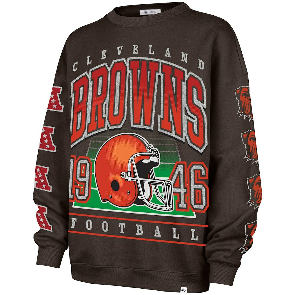 Cleveland Browns '47 Women's Go Big Oversized Pullover Sweatshirt - Brown - 47 brand