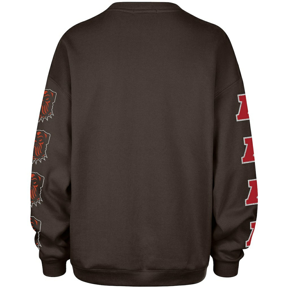 Cleveland Browns '47 Women's Go Big Oversized Pullover Sweatshirt - Brown - 47 brand