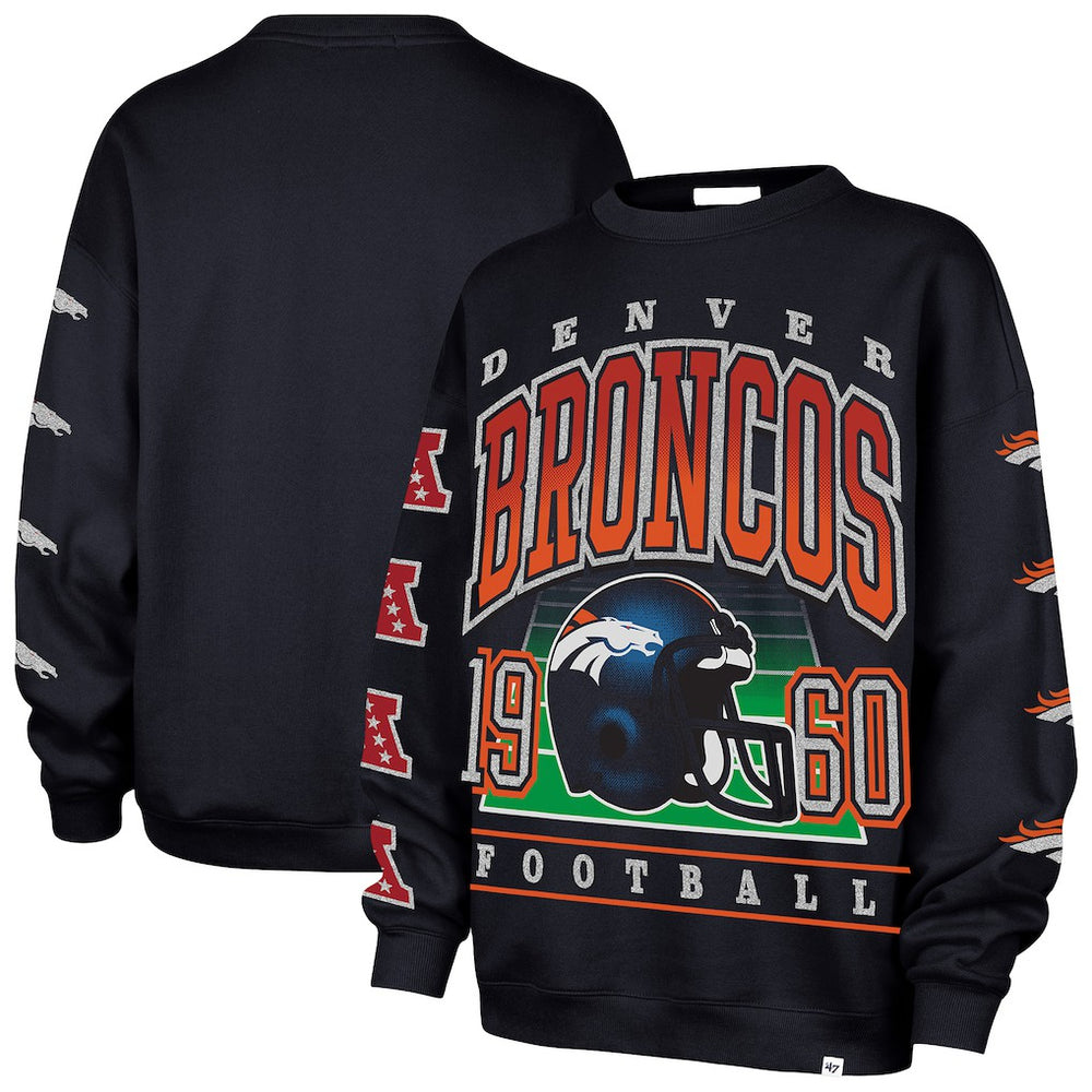 Denver Broncos '47 Women's Go Big Oversized Pullover Sweatshirt - Navy - 47 brand