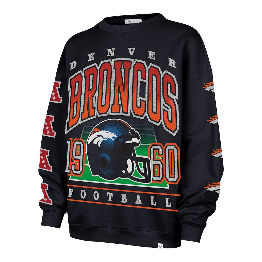 Denver Broncos '47 Women's Go Big Oversized Pullover Sweatshirt - Navy - 47 brand