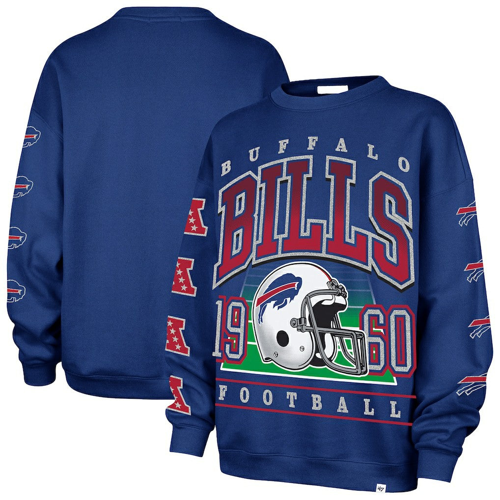 Buffalo Bills '47 Women's Go Big Oversized Pullover Sweatshirt - Royal - 47 brand