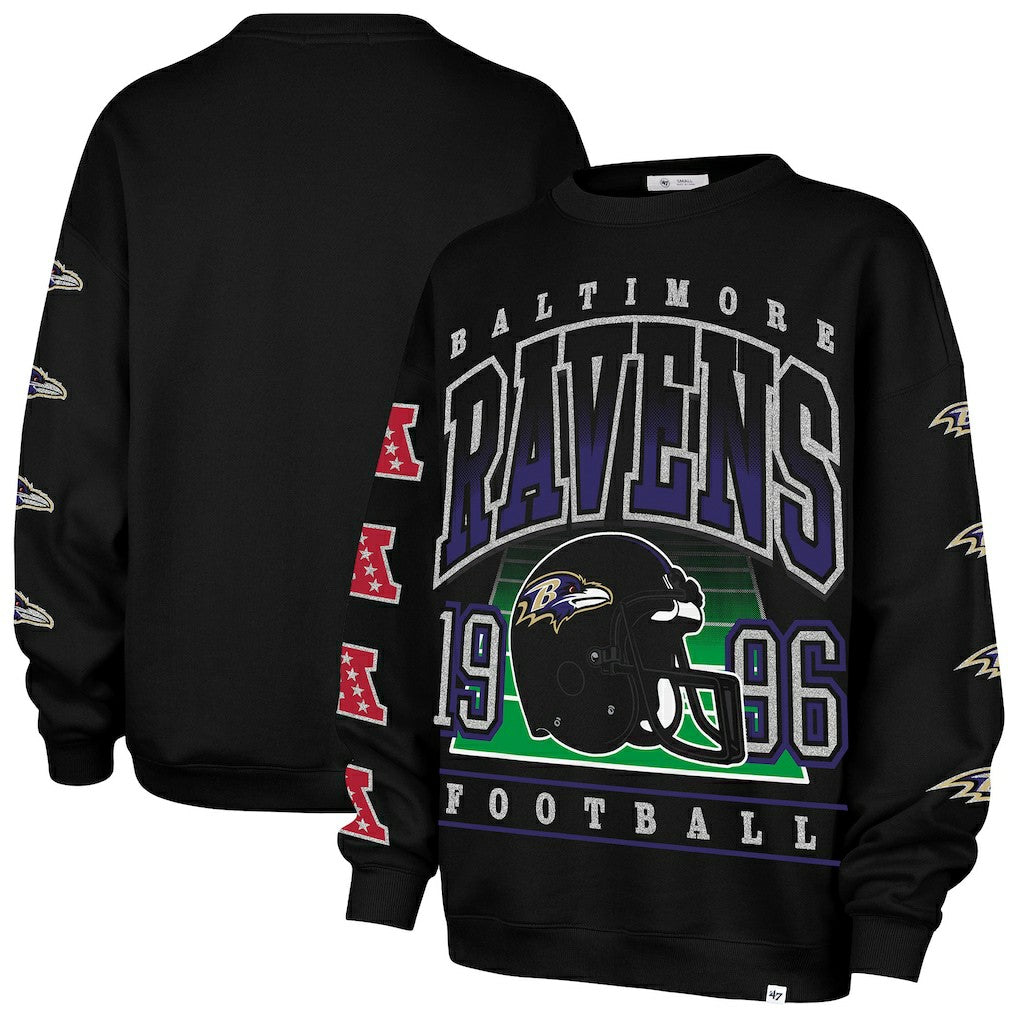 Baltimore Ravens '47 Women's Go Big Oversized Pullover Sweatshirt - Black - 47 brand