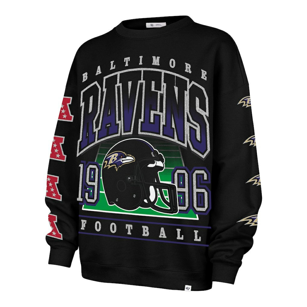 Baltimore Ravens '47 Women's Go Big Oversized Pullover Sweatshirt - Black - 47 brand