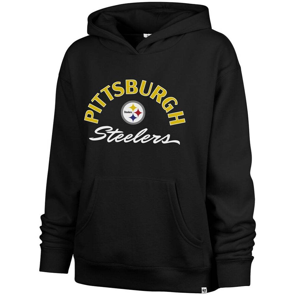 Pittsburgh Steelers '47 Women's Whirlwind Naomi Pullover Hoodie - Black - 47 brand