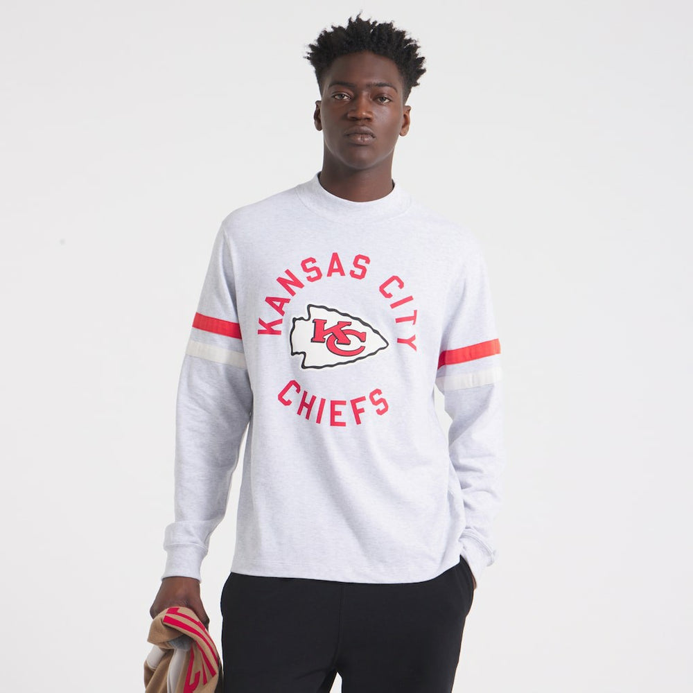 Kansas City Chiefs x Todd Snyder Premium Jersey Mock Neck Tee - Heather Gray - NFL