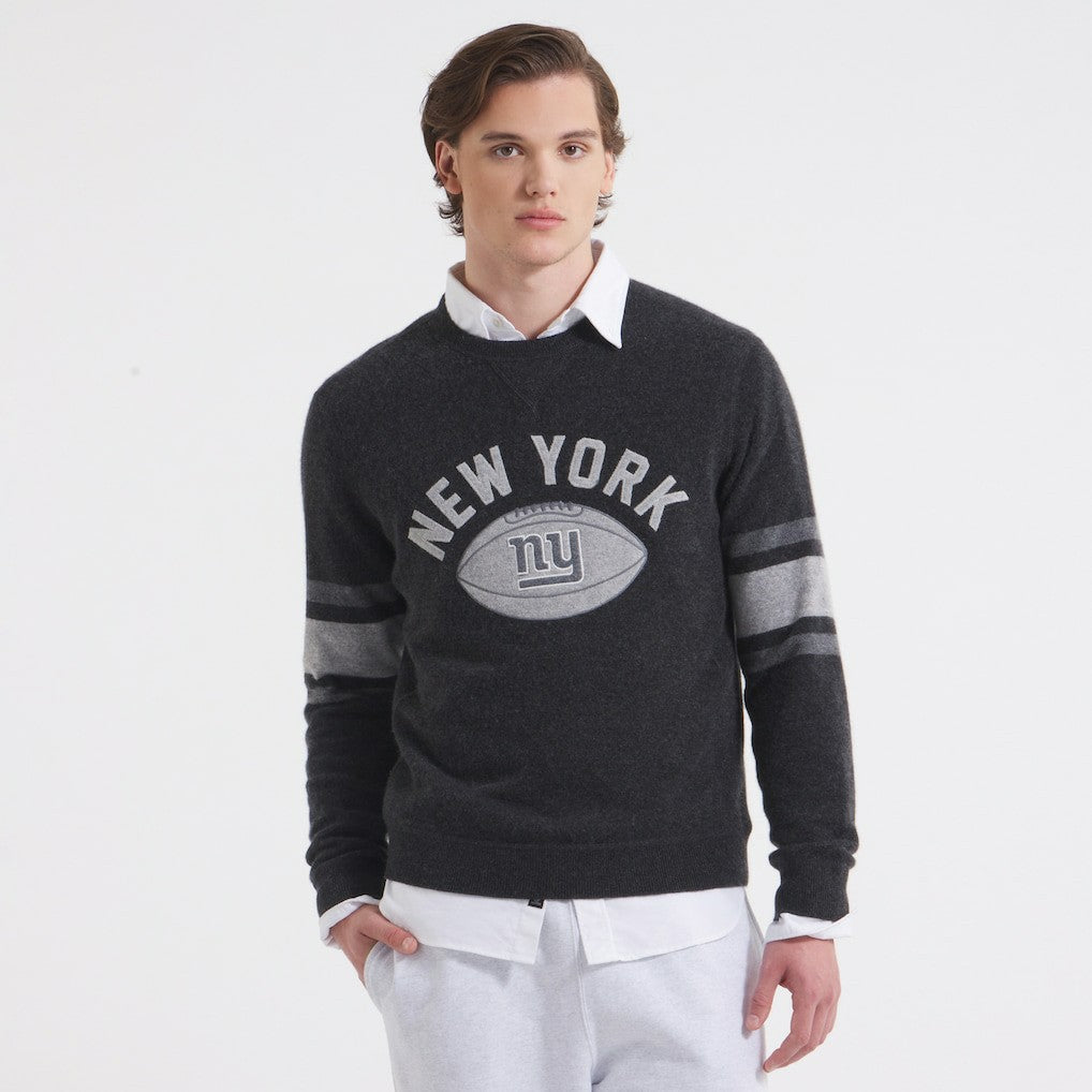 New York Giants x Todd Snyder Cashmere Crew Sweatshirt - Heather Charcoal - NFL