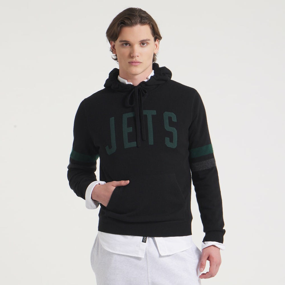 New York Jets x Todd Snyder Cashmere Hoodie Sweater - Heather Black - NFL