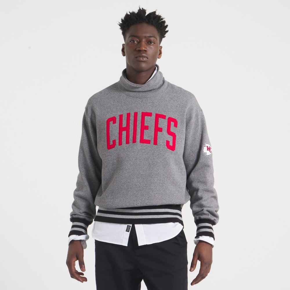 Kansas City Chiefs x Todd Snyder Relaxed Canadian Fleece Turtleneck - Heather Gray - NFL