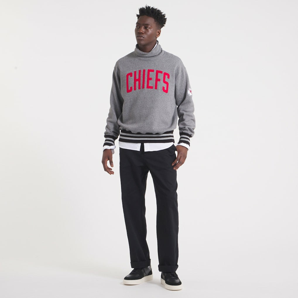 Kansas City Chiefs x Todd Snyder Relaxed Canadian Fleece Turtleneck - Heather Gray - NFL