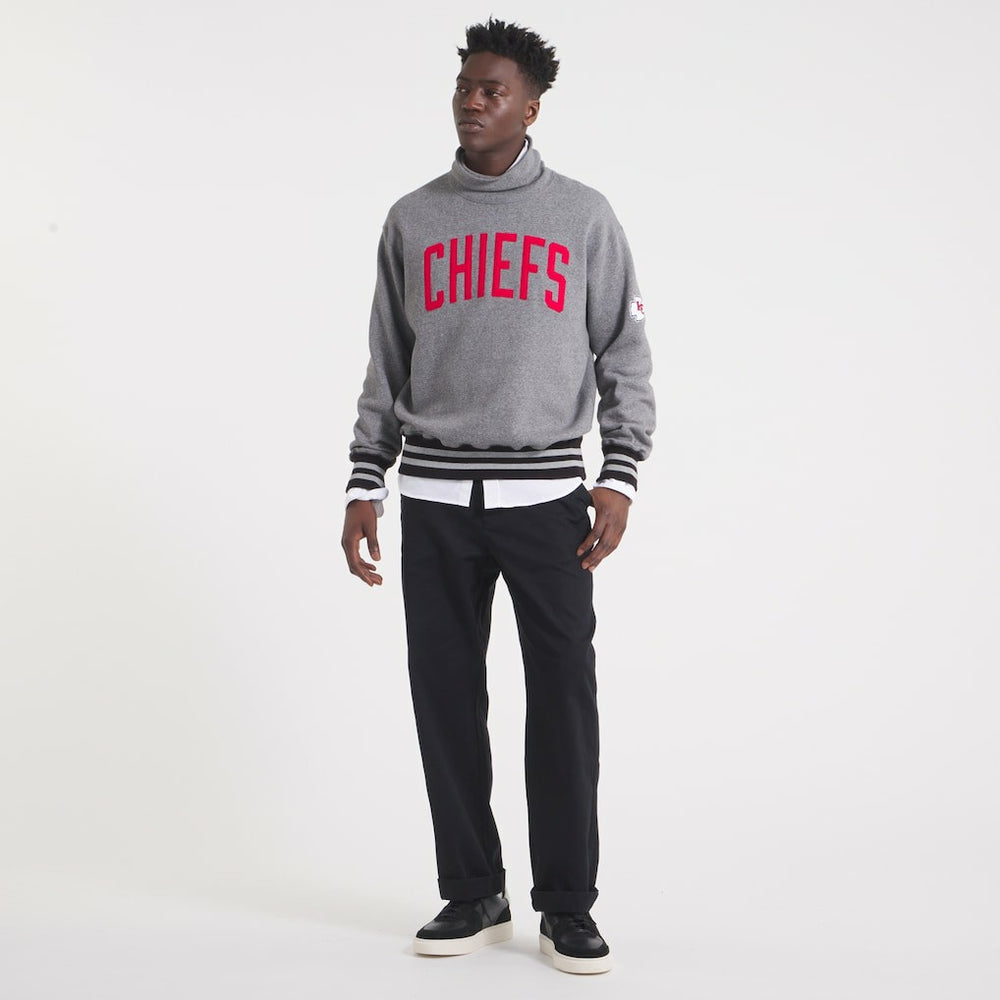 Kansas City Chiefs x Todd Snyder Relaxed Canadian Fleece Turtleneck - Heather Gray - NFL