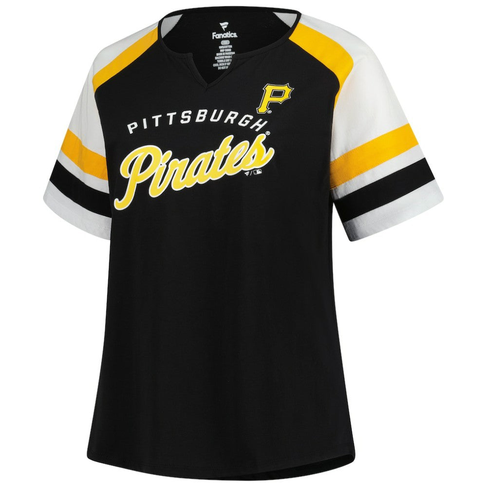 Pittsburgh Pirates Profile Women's Plus Sized Arched Notch Neck T-Shirt Near Me