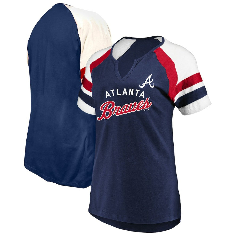 Atlanta Braves Profile Women's Arched Notch Neck T-Shirt Sale