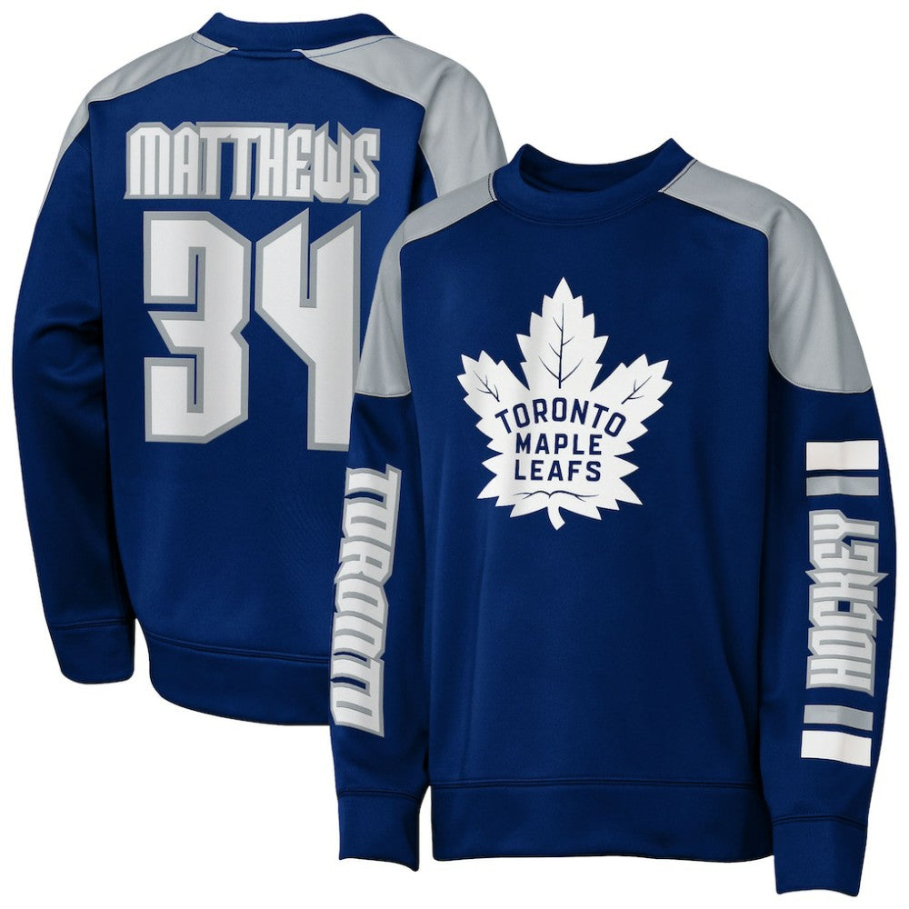 Auston Matthews Toronto Maple Leafs Outerstuff Youth Best Defense Name & Number Crewneck Sweatshirt - Blue | NHL on sale