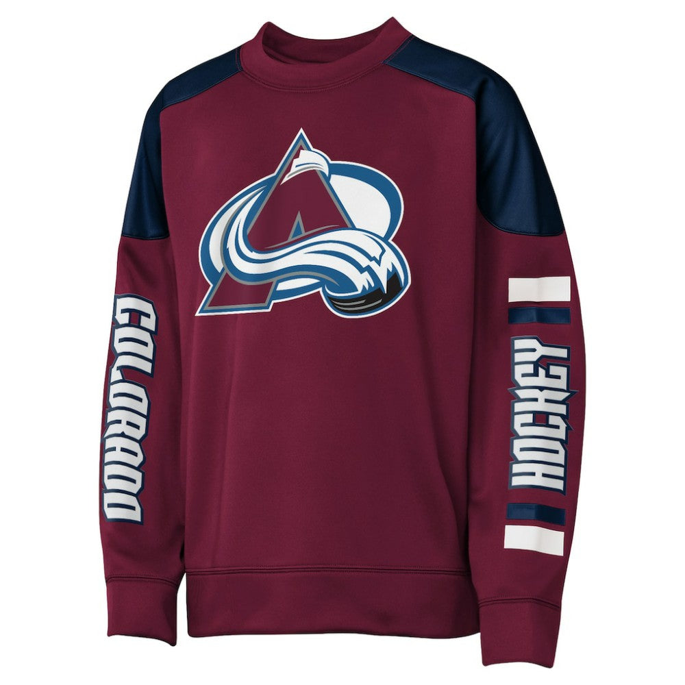 Nathan MacKinnon Colorado Avalanche Outerstuff Youth Best Defense Name & Number Crewneck Sweatshirt - Burgundy | NHL on sale
