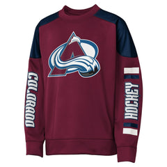 Nathan MacKinnon Colorado Avalanche Outerstuff Youth Best Defense Name & Number Crewneck Sweatshirt - Burgundy | NHL on sale