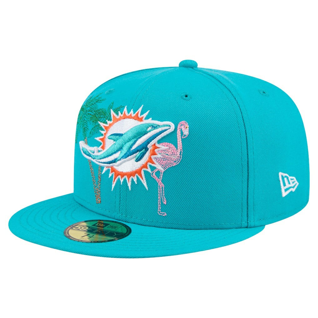 Miami Dolphins New Era State Stitch 59FIFTY Fitted Hat - Aqua - NFL