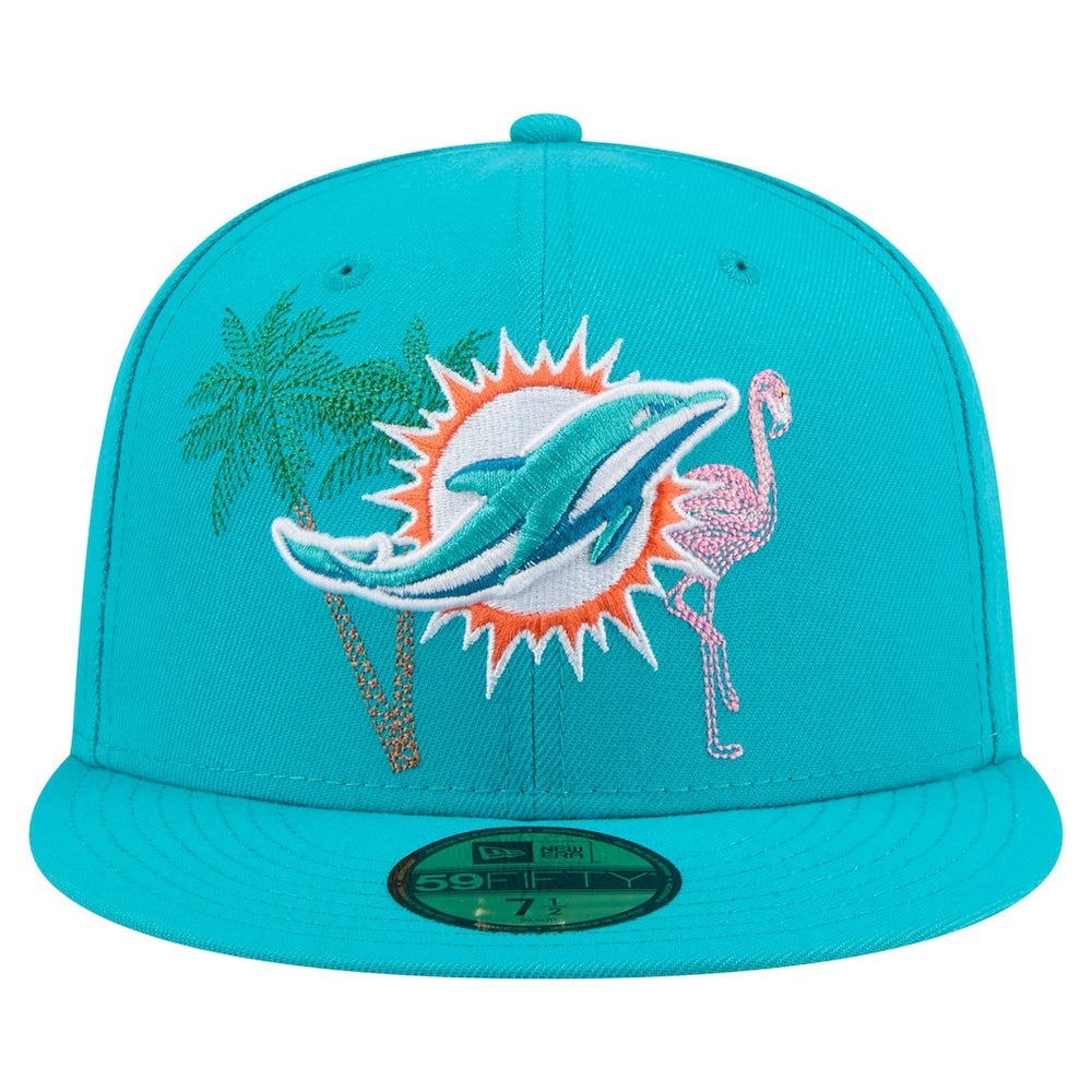 Miami Dolphins New Era State Stitch 59FIFTY Fitted Hat - Aqua - NFL