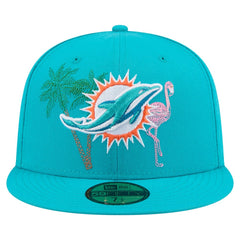Miami Dolphins New Era State Stitch 59FIFTY Fitted Hat - Aqua - NFL