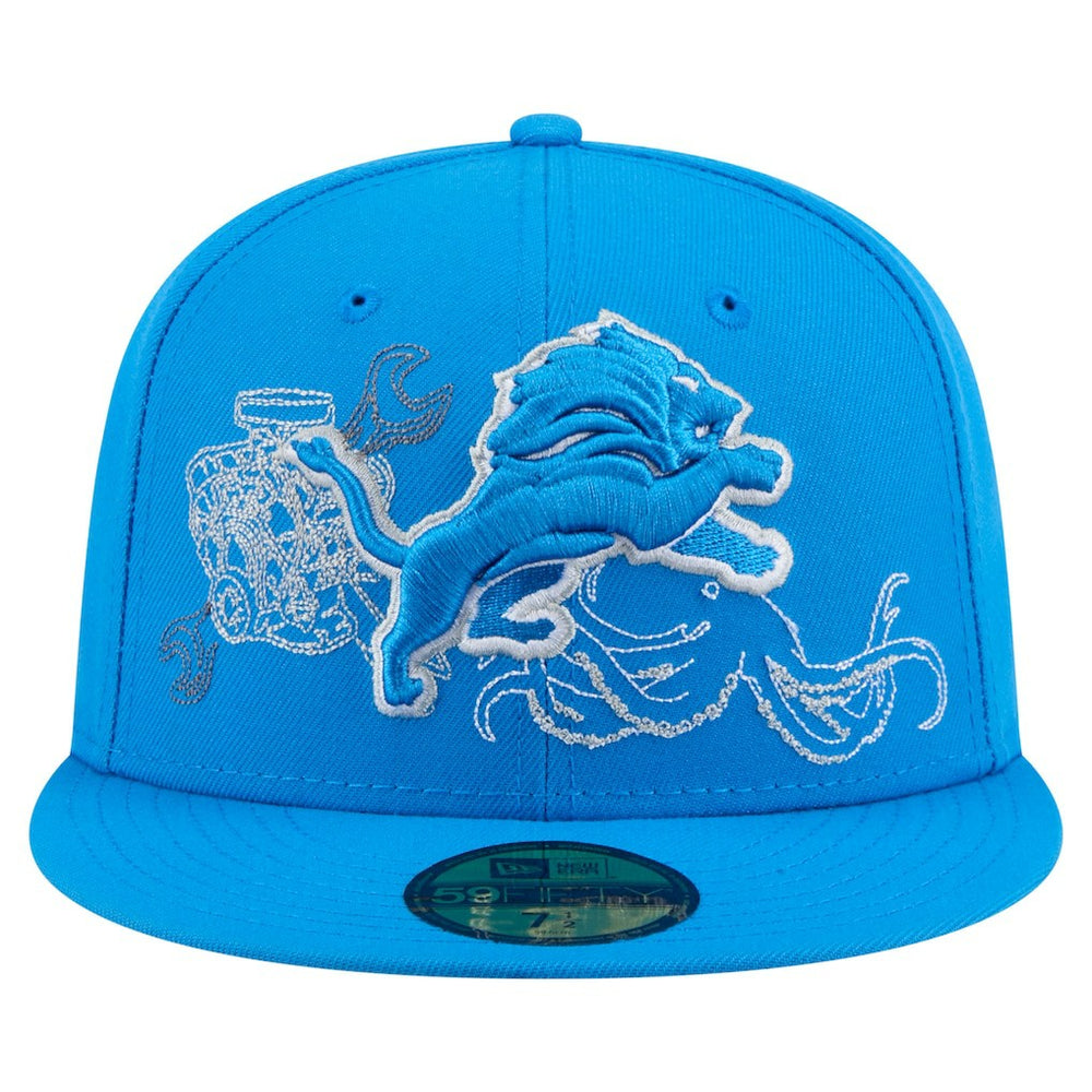 Detroit Lions New Era State Stitch 59FIFTY Fitted Hat - Blue - NFL