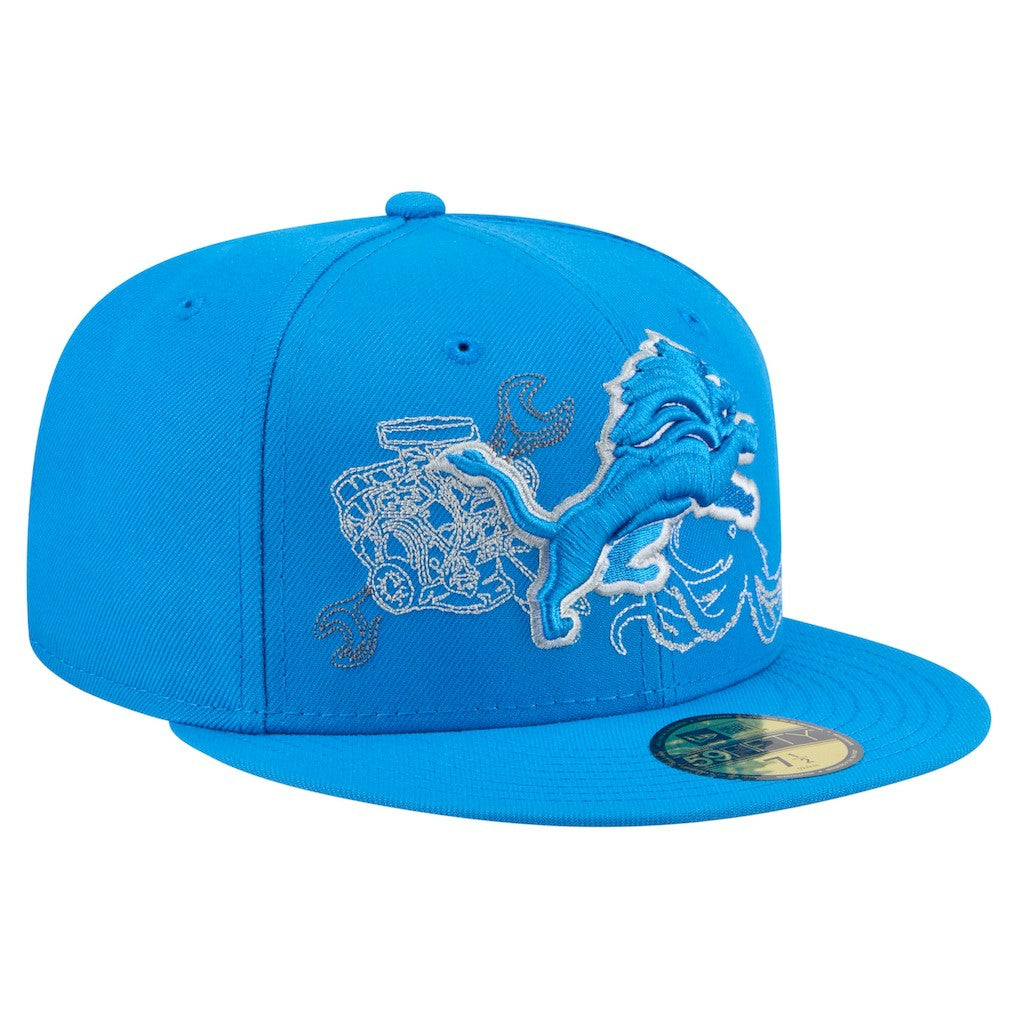 Detroit Lions New Era State Stitch 59FIFTY Fitted Hat - Blue - NFL