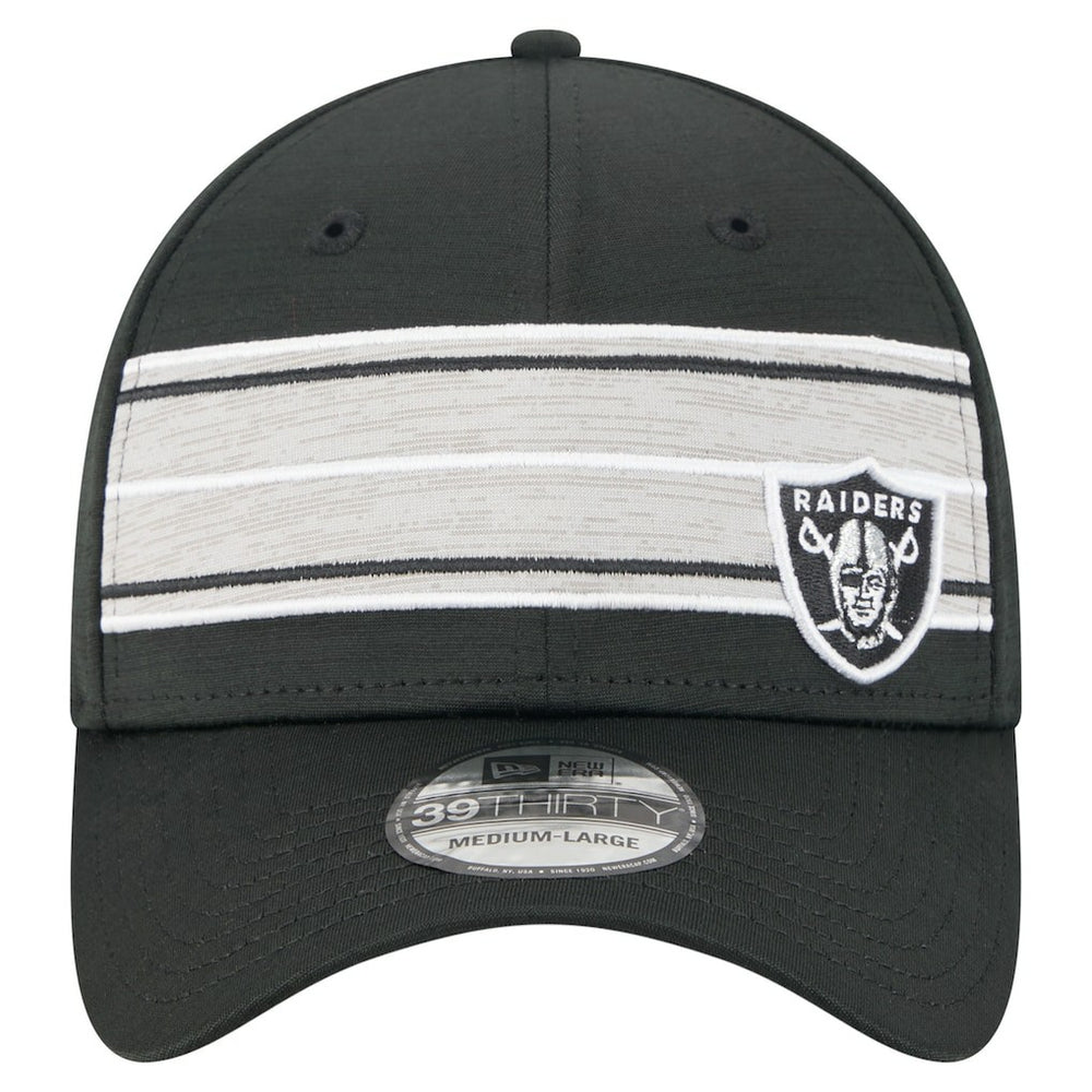 Las Vegas Raiders New Era Stripes 39THIRTY Flex Hat - Black - NFL