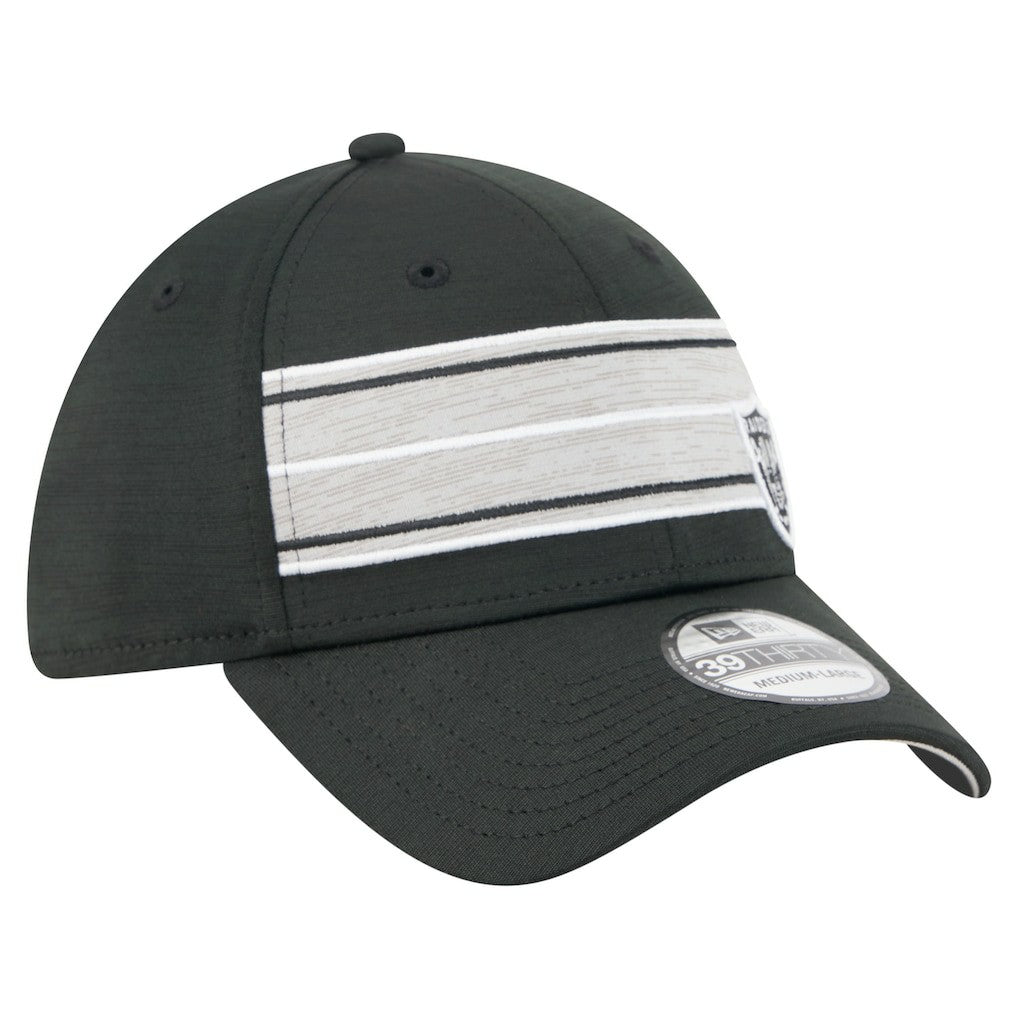 Las Vegas Raiders New Era Stripes 39THIRTY Flex Hat - Black - NFL