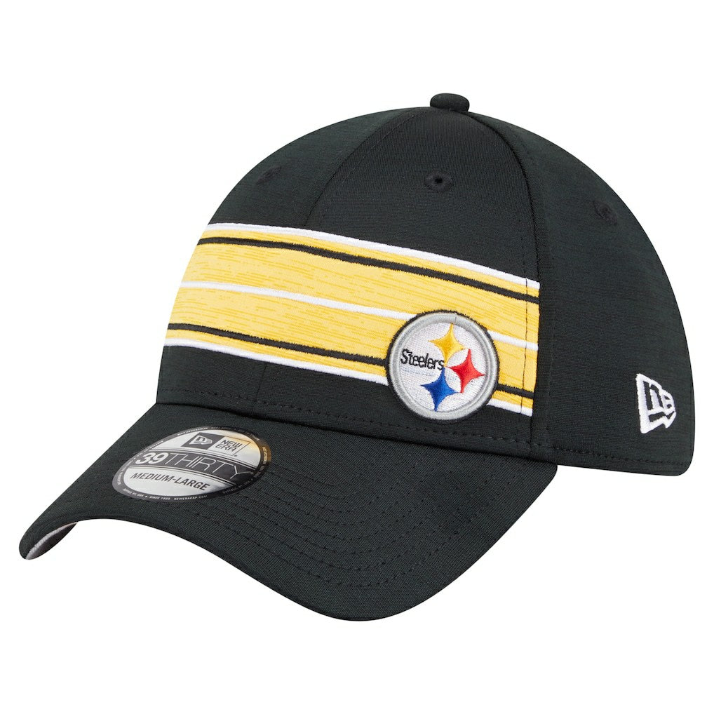 Pittsburgh Steelers New Era Stripes 39THIRTY Flex Hat - Black - NFL