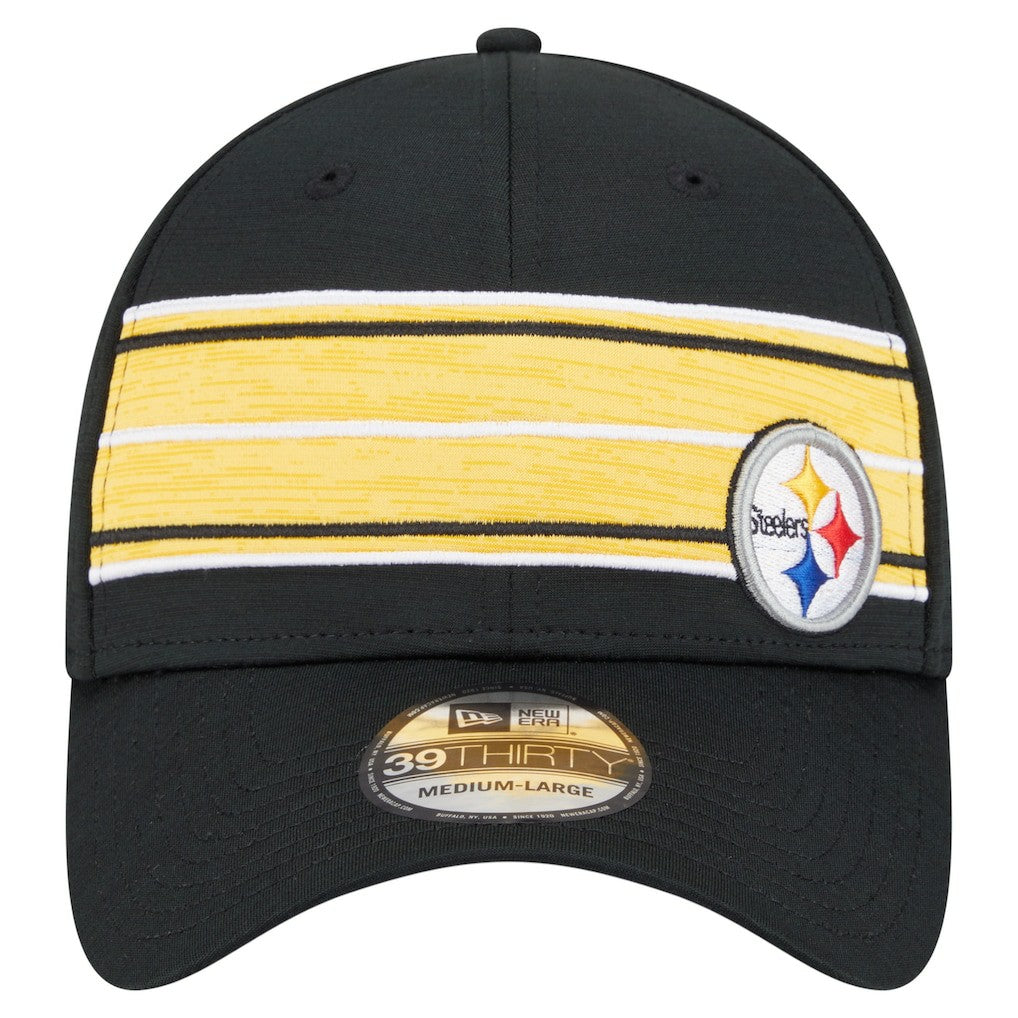 Pittsburgh Steelers New Era Stripes 39THIRTY Flex Hat - Black - NFL
