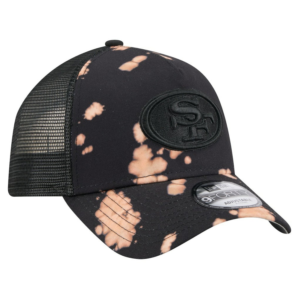 San Francisco 49ers New Era Bleached 9FORTY A-Frame Adjustable Hat - Black - NFL