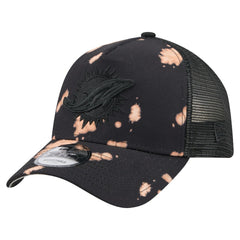 Miami Dolphins New Era Bleached 9FORTY A-Frame Adjustable Hat - Black - NFL