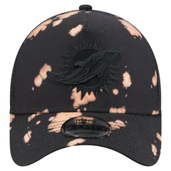 Miami Dolphins New Era Bleached 9FORTY A-Frame Adjustable Hat - Black - NFL