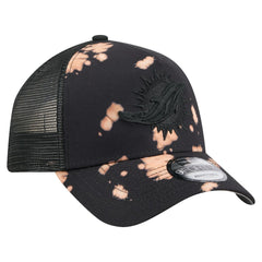 Miami Dolphins New Era Bleached 9FORTY A-Frame Adjustable Hat - Black - NFL