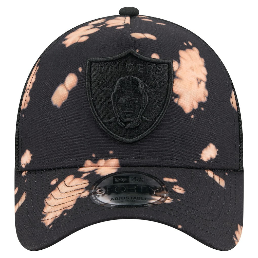 Las Vegas Raiders New Era Bleached 9FORTY A-Frame Adjustable Hat - Black - NFL