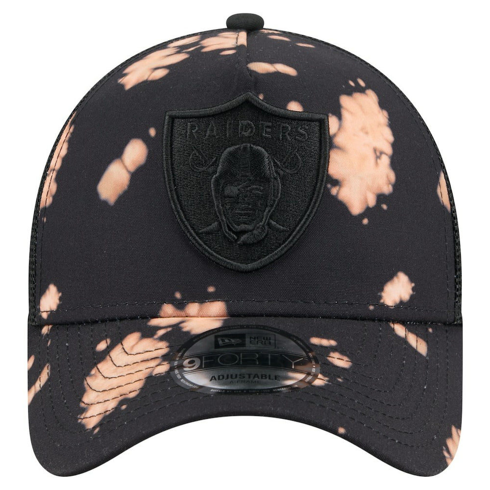 Las Vegas Raiders New Era Bleached 9FORTY A-Frame Adjustable Hat - Black - NFL